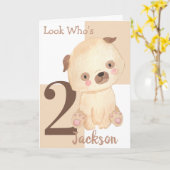 Niedliche Wasserfarbe Welpe Individuelle Name 2. G Karte (Gelbe Blume)