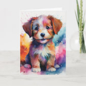 Niedliche Wasserfarbe Welpenlehre Karte (Vorderseite)