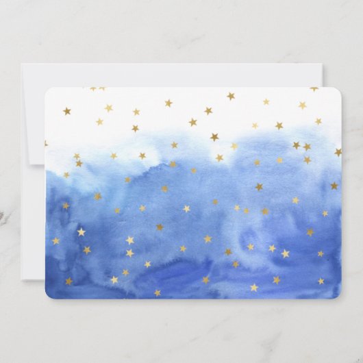 Niedliche Wasserfarbe Weltraumjunge Junge 1. Gebur Einladung (Rückseite)