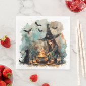 Niedliche Wasserfarbe Whimsical Hexe für Decoupage Serviette (Beispiel)