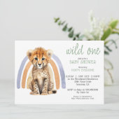 Niedliche Wasserfarbe Wilde eine Geparden Regenbog Einladung (Stehend Vorderseite)