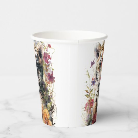 Niedliche Wasserfarbe Wilde Tiger Cub Kindergeburt Pappbecher (Rechts)