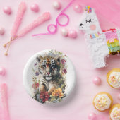 Niedliche Wasserfarbe Wilde Tiger Cub Kindergeburt Pappteller (Party)