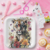 Niedliche Wasserfarbe Wilde Tiger Cub Kindergeburt Pappteller (Party)