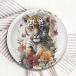 Niedliche Wasserfarbe Wilde Tiger Cub Kindergeburt Pappteller<br><div class="desc">Niedliche Watercolor Wild Tiger Cub Kindergeburtstag Paper Party Teller mit einem niedlichen Aquarelltiger umgeben von wilden Blume. Ideal für Kinder Geburtstagsfeiern,  Babyduschen und vieles mehr. Designed by Evco Studio. Für die Koordination von Elementen siehe www.zazzle.com/store/evcostudio</div>