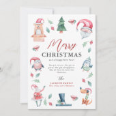 Niedliche Wasserfarbe Winter Frohe Weihnachten (Vorderseite)