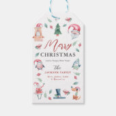 Niedliche Wasserfarbe Winter Frohe Weihnachten Geschenkanhänger (Vorderseite)