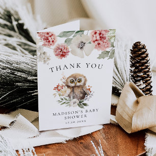 Niedliche Wasserfarbe Winterschale Babydusche Dankeskarte