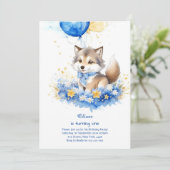 Niedliche Wasserfarbe Wolf Einladung zum ersten Ge (Stehend Vorderseite)