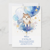 Niedliche Wasserfarbe Wolf Einladung zum ersten Ge (Vorderseite)