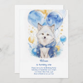 Niedliche Wasserfarbe Wolf Einladung zum ersten Ge (Vorne/Hinten)