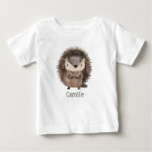Niedliche Wasserfarbe Woodland Tiername Name Igel Baby T-shirt (Vorderseite)