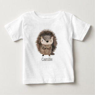 Niedliche Wasserfarbe Woodland Tiername Name Igel Baby T-shirt