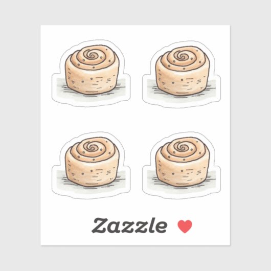 Niedliche Wasserfarbe Zimt Roll - Ausschneiden Vin Aufkleber (Blatt)