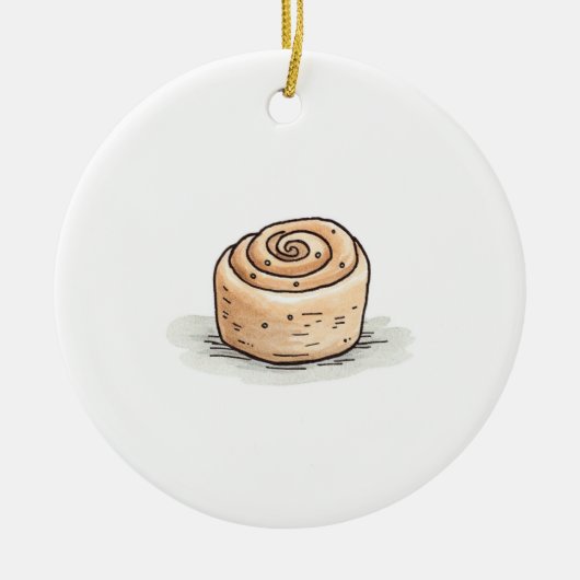 Niedliche Wasserfarbe Zimt Roll Keramik Ornament (Vorne)