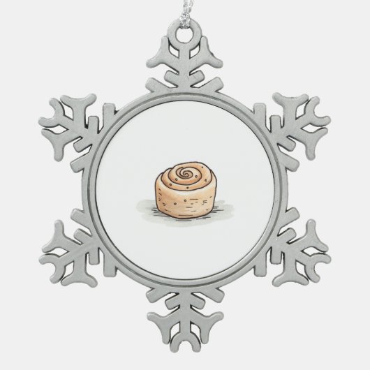Niedliche Wasserfarbe Zimt Roll Schneeflocken Zinn-Ornament (Vorderseite)