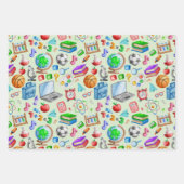 Niedliche Wasserfarbe Zurück zu Schulbedarf farben Geschenkpapier Set (Vorderseite 3)