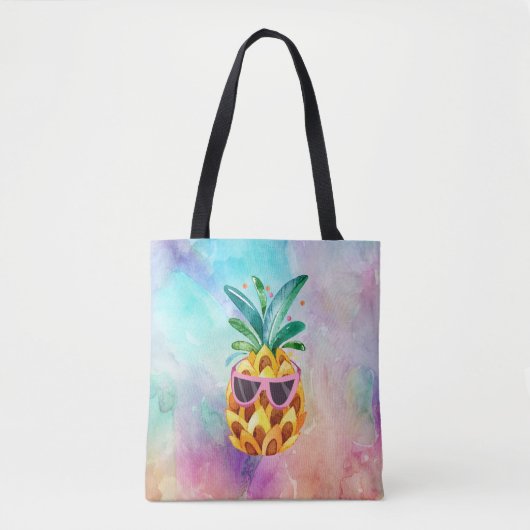 Niedliche Wasserfarben Ananas in Sonnenbrille Tasche (Vorderseite)