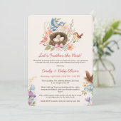 Niedliche Wasserfarben Bird Nesting Party Baby Dus Einladung (Stehend Vorderseite)