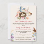 Niedliche Wasserfarben Bird Nesting Party Baby Dus Einladung (Vorderseite)