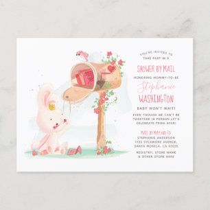 Niedliche Wasserfarben Bunny Girl Dusche per Mail Einladungspostkarte