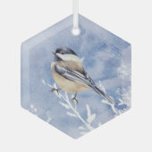 Niedliche Wasserfarben - Chickadee Bird Malerei Ornament Aus Glas (Vorderseite)