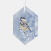 Niedliche Wasserfarben - Chickadee Bird Malerei Ornament Aus Glas (Vorderseite Links)