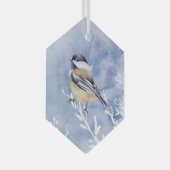 Niedliche Wasserfarben - Chickadee Bird Malerei Ornament Aus Glas (Vorderseite Rechts)