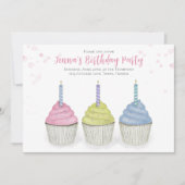 Niedliche Wasserfarben Cupcakes QR Code Soziale Me Einladung (Vorderseite)