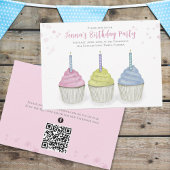 Niedliche Wasserfarben Cupcakes QR Code Soziale Me Einladung