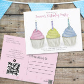 Niedliche Wasserfarben Cupcakes QR Code Soziale Me Postkarte