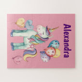 Niedliche Wasserfarben Einhorn Puzzle (Horizontal)