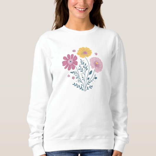 Niedliche Wasserfarben Florals Sweatshirt (Vorderseite)