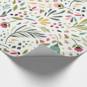 Niedliche Wasserfarben Frühlingsblumen & Blätter Geschenkpapier (Ecke)