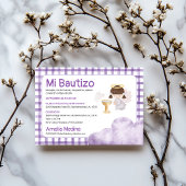 Niedliche Wasserfarben-Girl-Engel Lila Design-Tauf Einladung