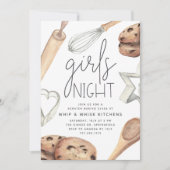 Niedliche Wasserfarben Girls abends Bake Class Einladung (Vorderseite)
