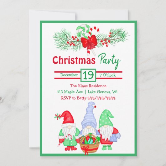 Niedliche Wasserfarben Gnomes Festliches Party Einladung (Vorderseite)
