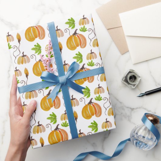 Niedliche Wasserfarben Handgemalte Pumpkins Geschenkpapier (Schenken)