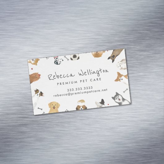 Niedliche Wasserfarben Haustiere Haustiere Haustie Magnetische Visitenkarte (Beispiel)