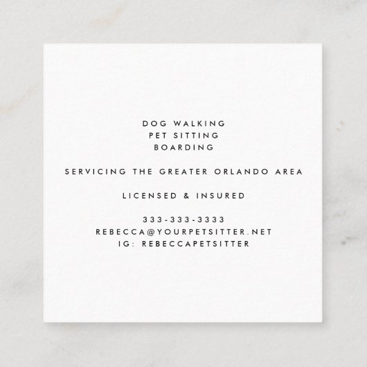 Niedliche Wasserfarben Haustiere Haustiere Haustie Quadratische Visitenkarte (Rückseite)