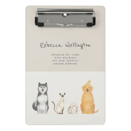 Niedliche Wasserfarben-Heimtier-Sitter-Dog-Walker- Mini Klemmbrett