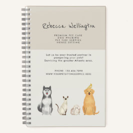 Niedliche Wasserfarben-Heimtier-Sitter-Dog-Walker- Notizblock