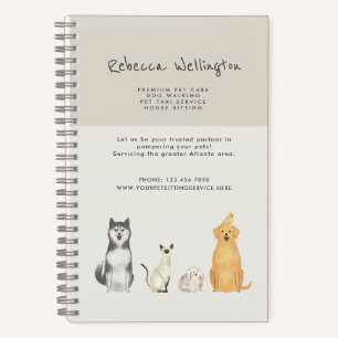 Niedliche Wasserfarben-Heimtier-Sitter-Dog-Walker- Notizblock