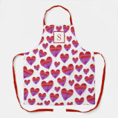 Niedliche Wasserfarben Herzmuster Monogramm Küche Schürze (Vorderseite)