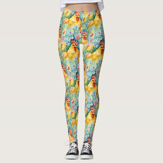 Niedliche Wasserfarben - Hühner Leggings (Vorderseite)