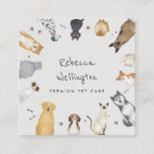 Niedliche Wasserfarben Hunde Katzen Sitter Hundewa Quadratische Visitenkarte (Vorderseite)