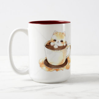 Niedliche Wasserfarben-Katze in Kaffeetasse Person