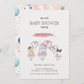 Niedliche Wasserfarben Kinderdusche Einladung (Vorne/Hinten)