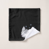 Niedliche Wasserfarben Pinienbären Schneeflocken Badhandtuch Set (Waschlappen)