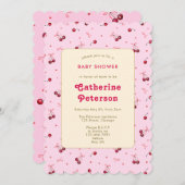 Niedliche Wasserfarben Rosa Kirschen, Herzen, Boge Einladung (Vorne/Hinten)